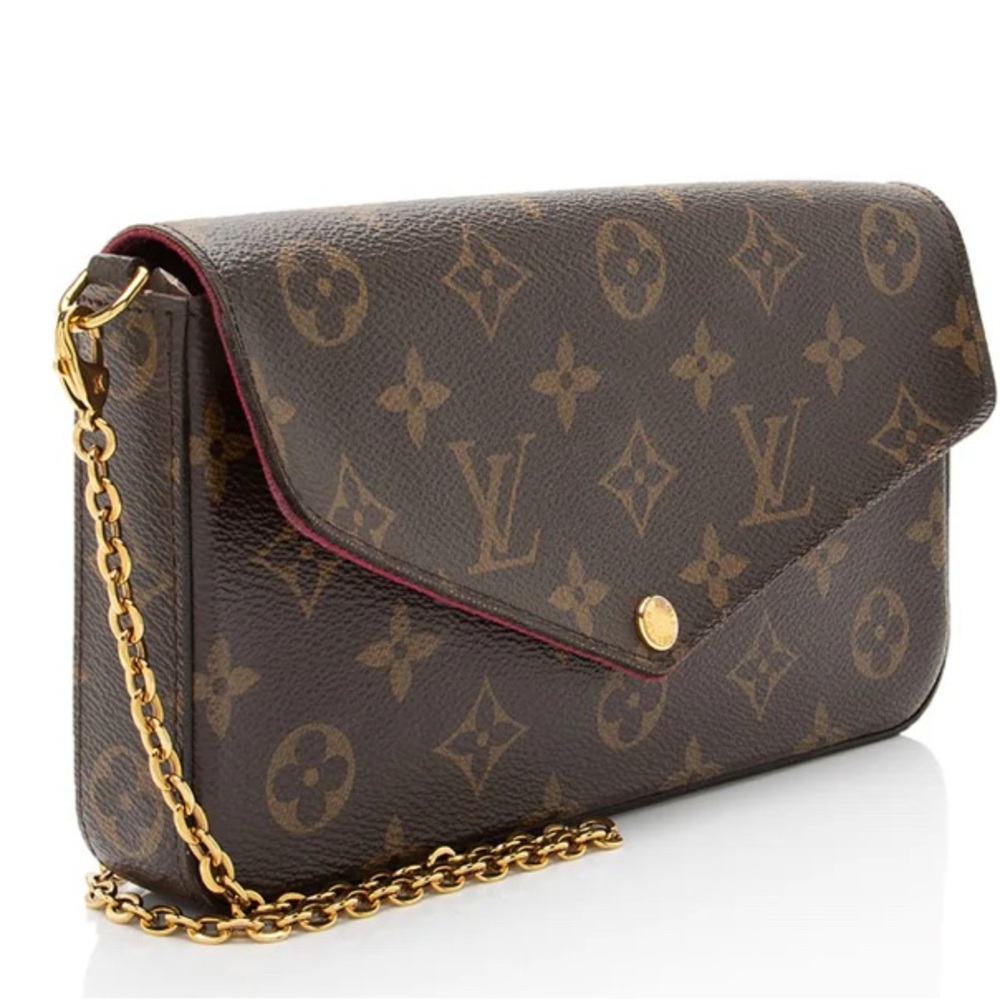 Louis Vuitton Dark Brown Monogram Clutch Crossbody Chain Missing #SP2298 - Picture 2 of 11